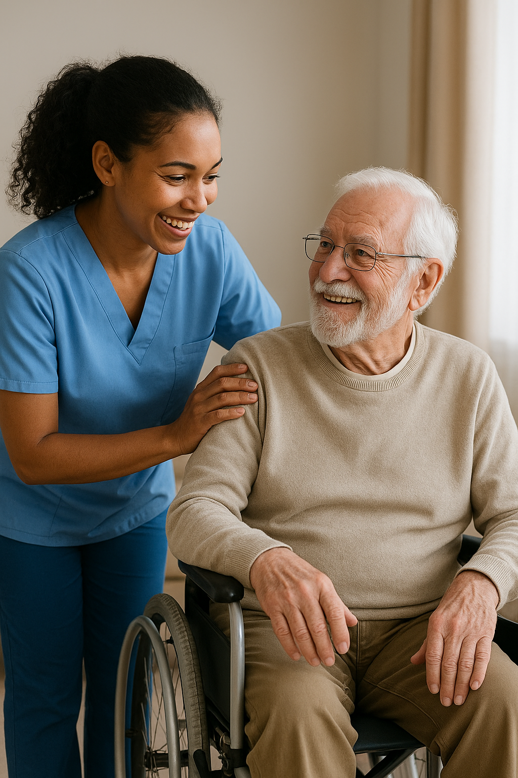 Caregiver assisting elder